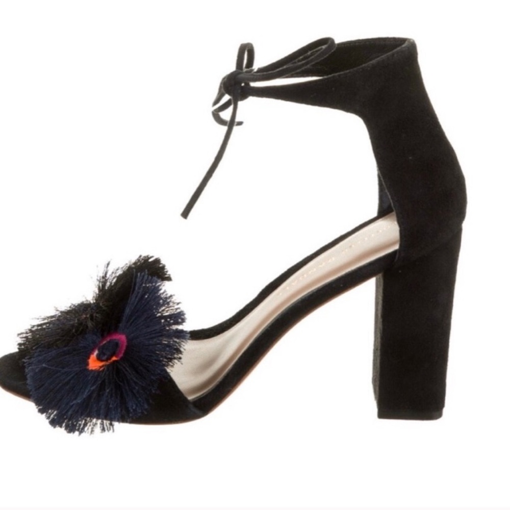 Loeffler Randall Black Heels with Colorful Pom Poms - Picture 3 of 5
